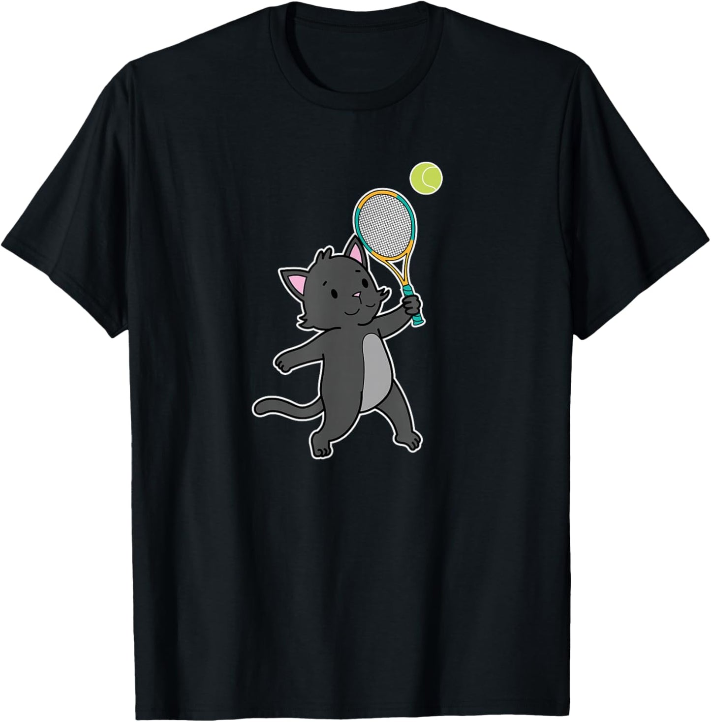 Cat plays Tennis T-Shirt - T-Shirt | Black