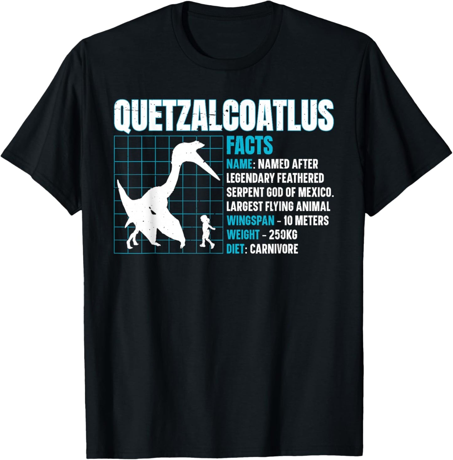 Quetzalcoatlus Facts - Black -Adult T-Shirt - T-Shirt | Black