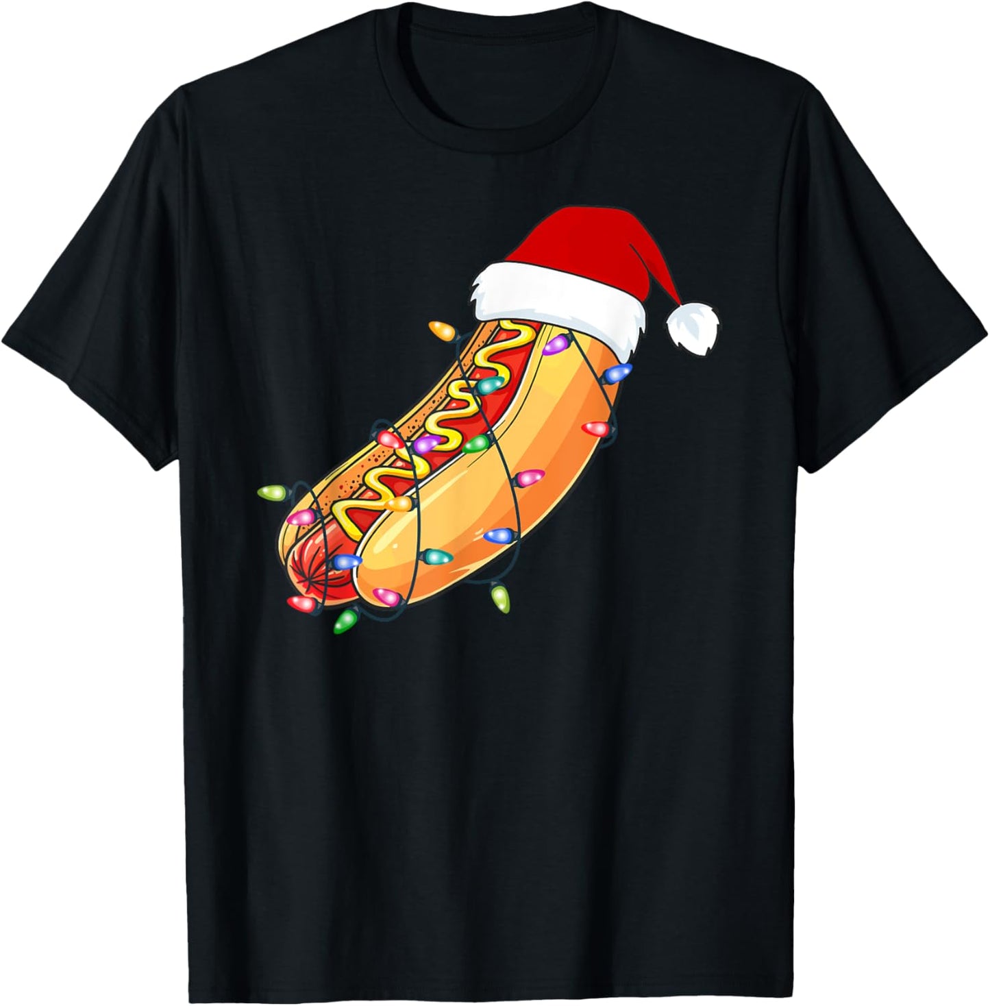 Christmas Hot Dog Lover Xmas Hotdogs Hot Dog Stand Hot Dog T-Shirt - T-Shirt | Black