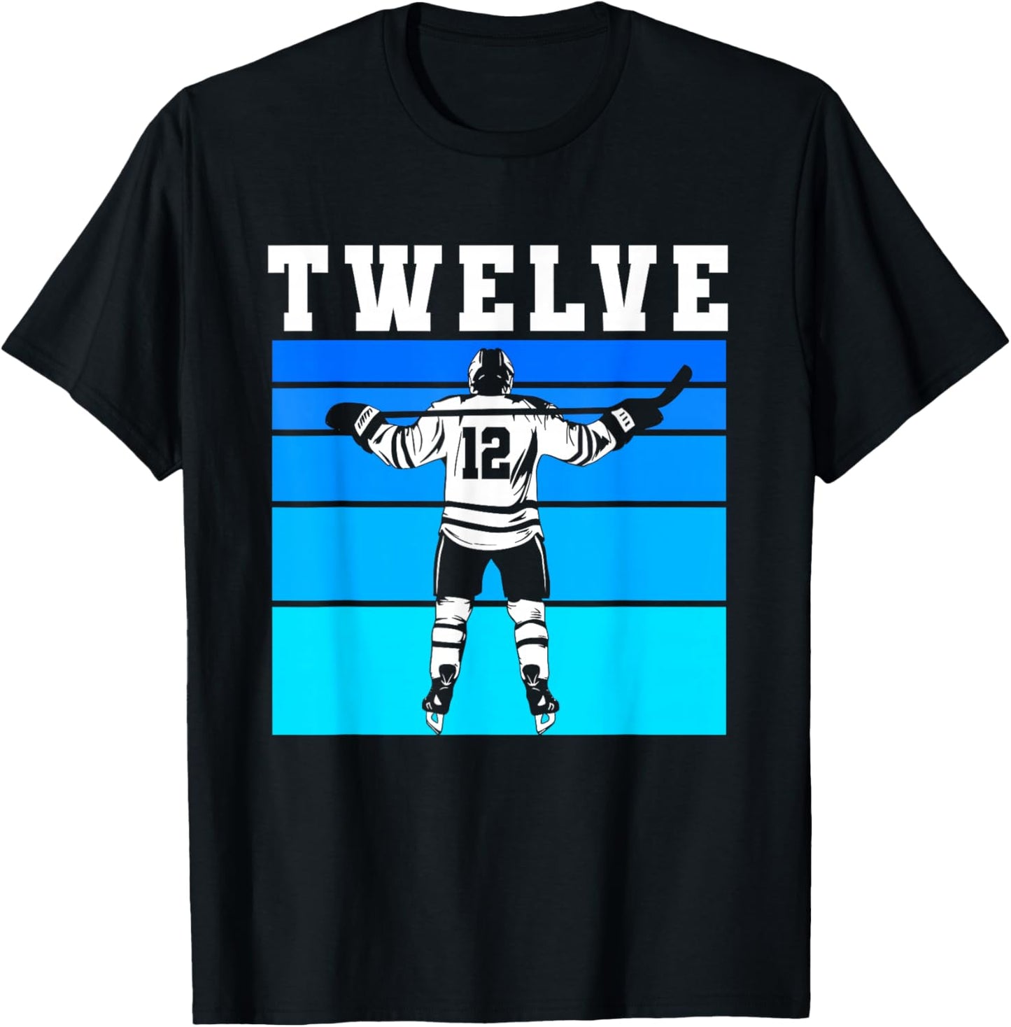 Hockey Boy 12th Birthday Twelve Ice Hockey Birthday Party T-Shirt - T-Shirt | Black
