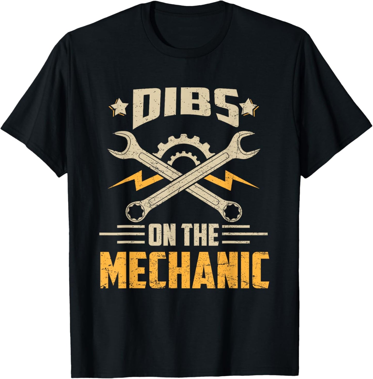 Dibs On The Mechanic Wife Girlfriend Funny Saying Joke T-Shirt - T-Shirt | Black