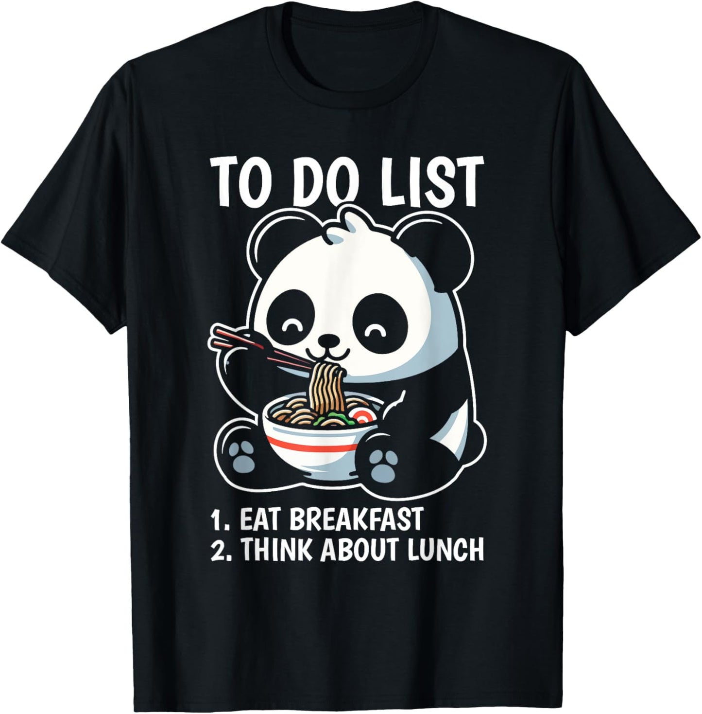 To Do List Panda Breakfast Animal Lover Productivity T-Shirt - T-Shirt | Black