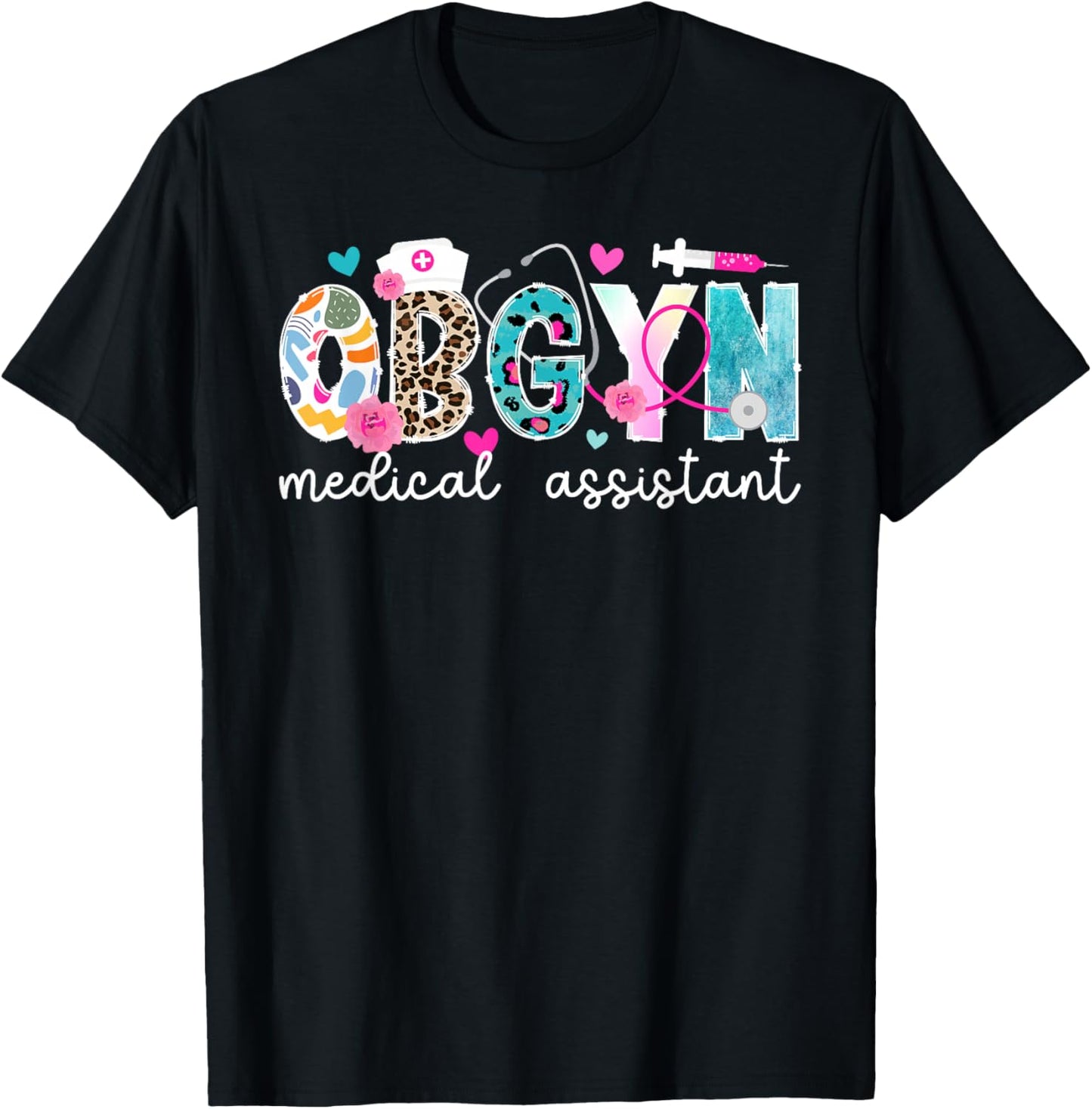 OBGYN Medical Assistant Leopard OB-GYN Medical Assistant T-Shirt - T-Shirt | Black