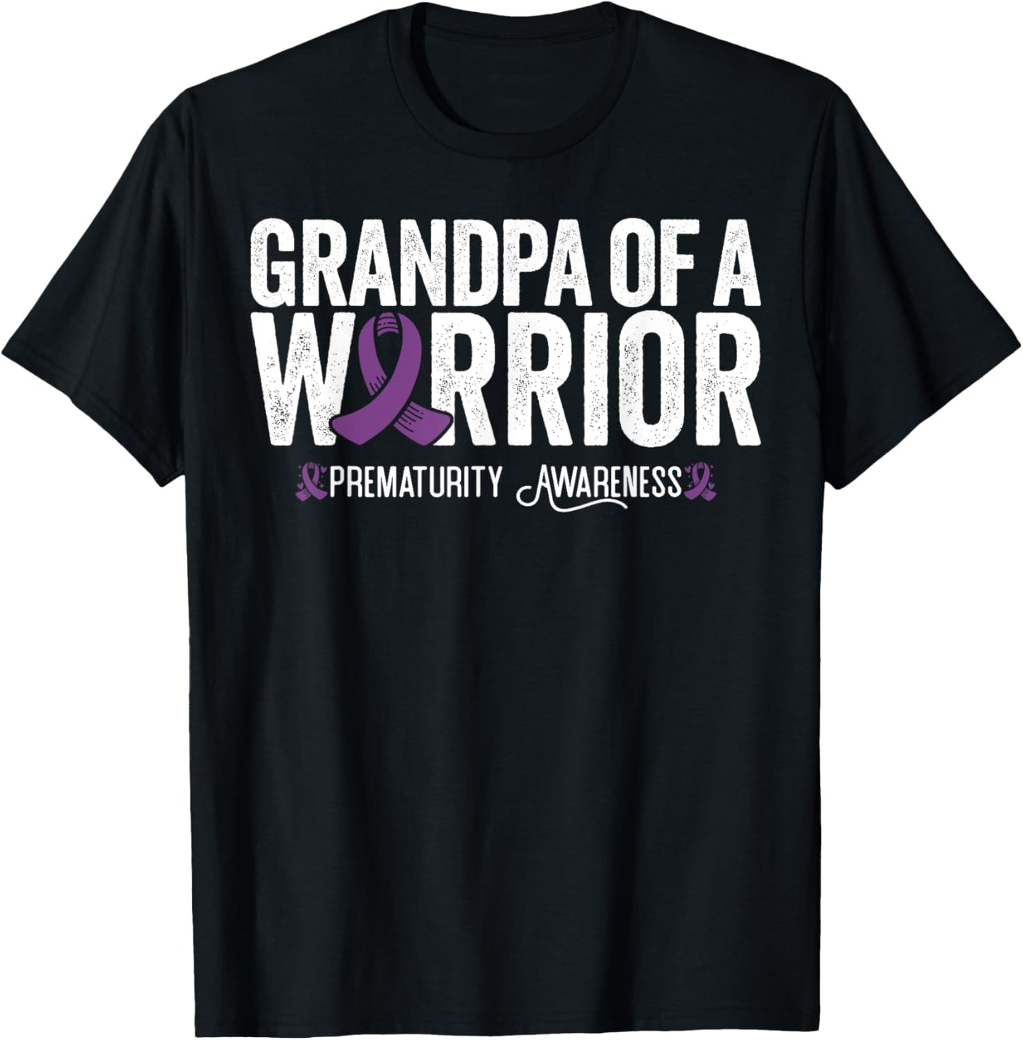 Grandpa Of A Warrior NICU Prematurity Awareness T-Shirt - T-Shirt | Black