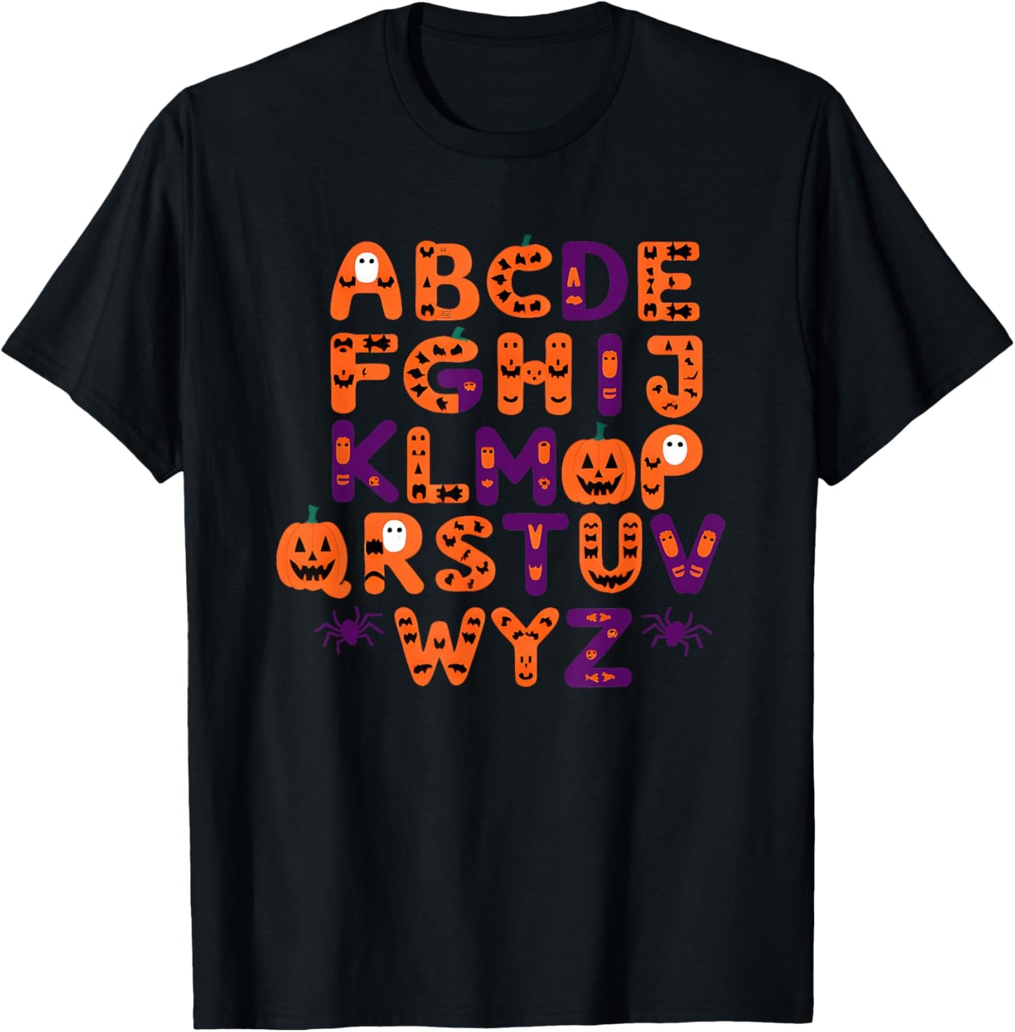 ABCs Learning Kindergarten Teacher Funny Halloween Alphabet T-Shirt - T-Shirt | Black