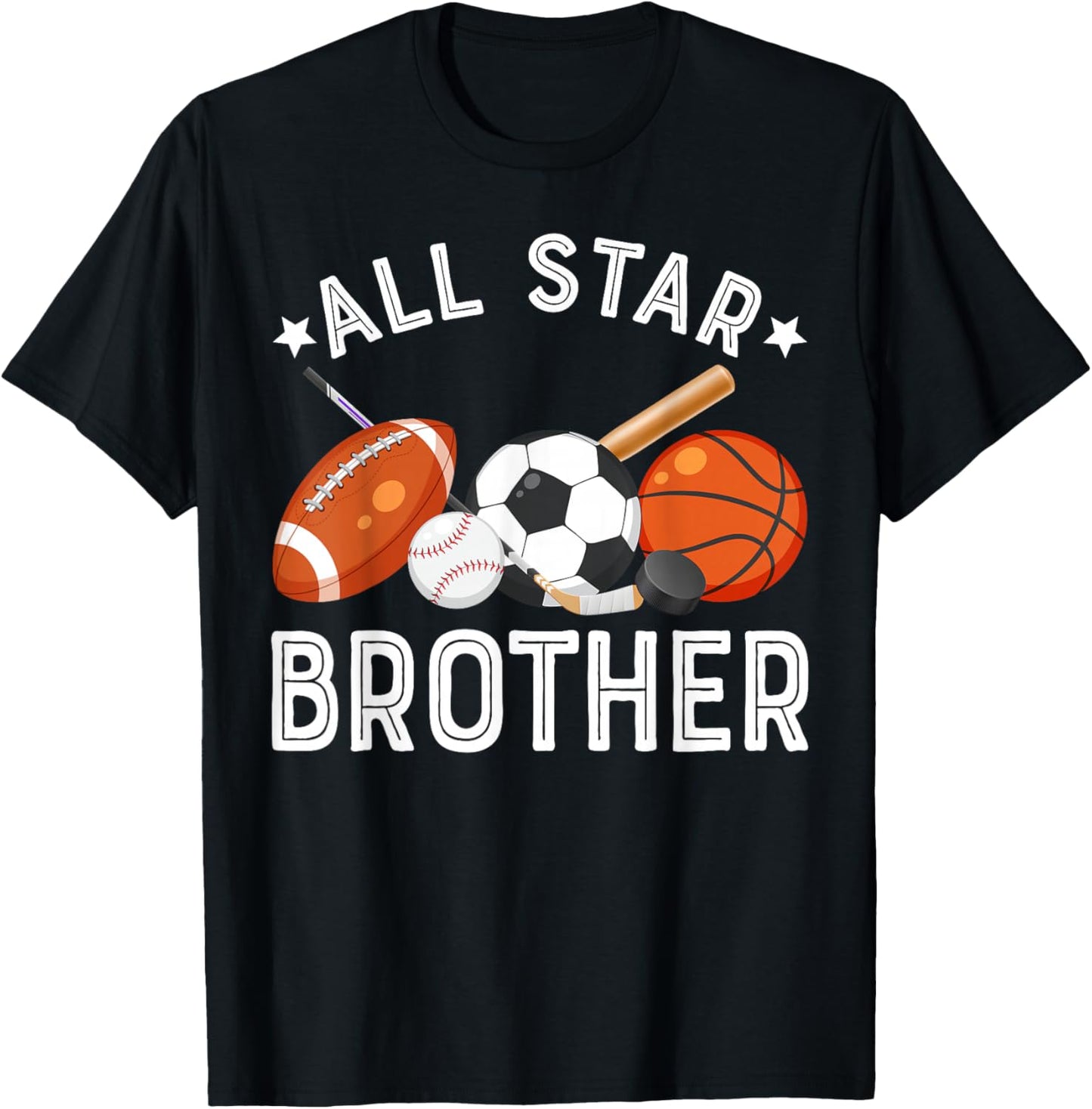 All Star Brother Of The Birthday Boy Basketball Soccer Sport T-Shirt - T-Shirt | Black