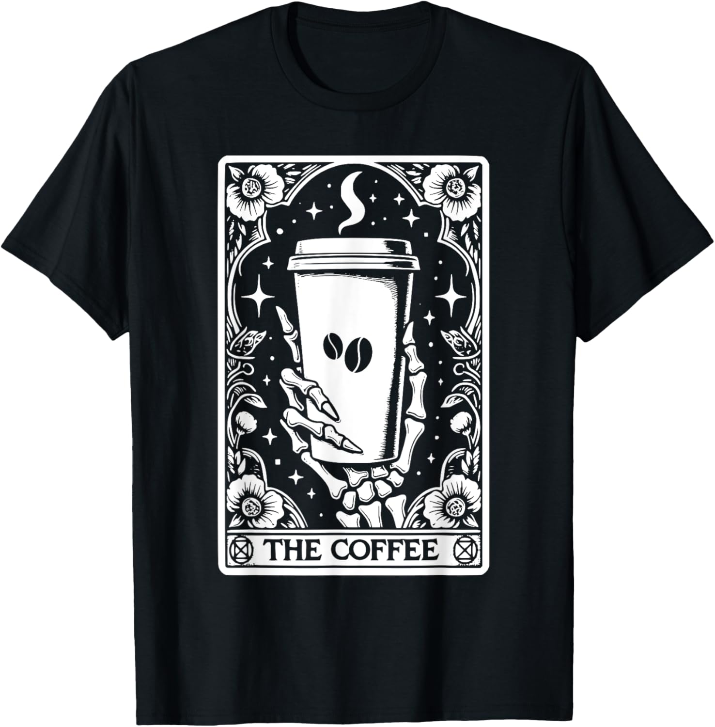 The Coffee Tarot Cards Skeleton Coffee Gifts Tarot Card T-Shirt - T-Shirt | Black