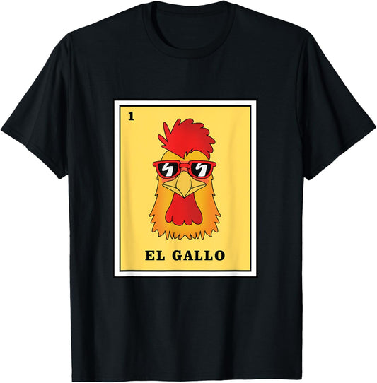 Funny Mexican Lottery Game El Gallo T-Shirt - T-Shirt | Black