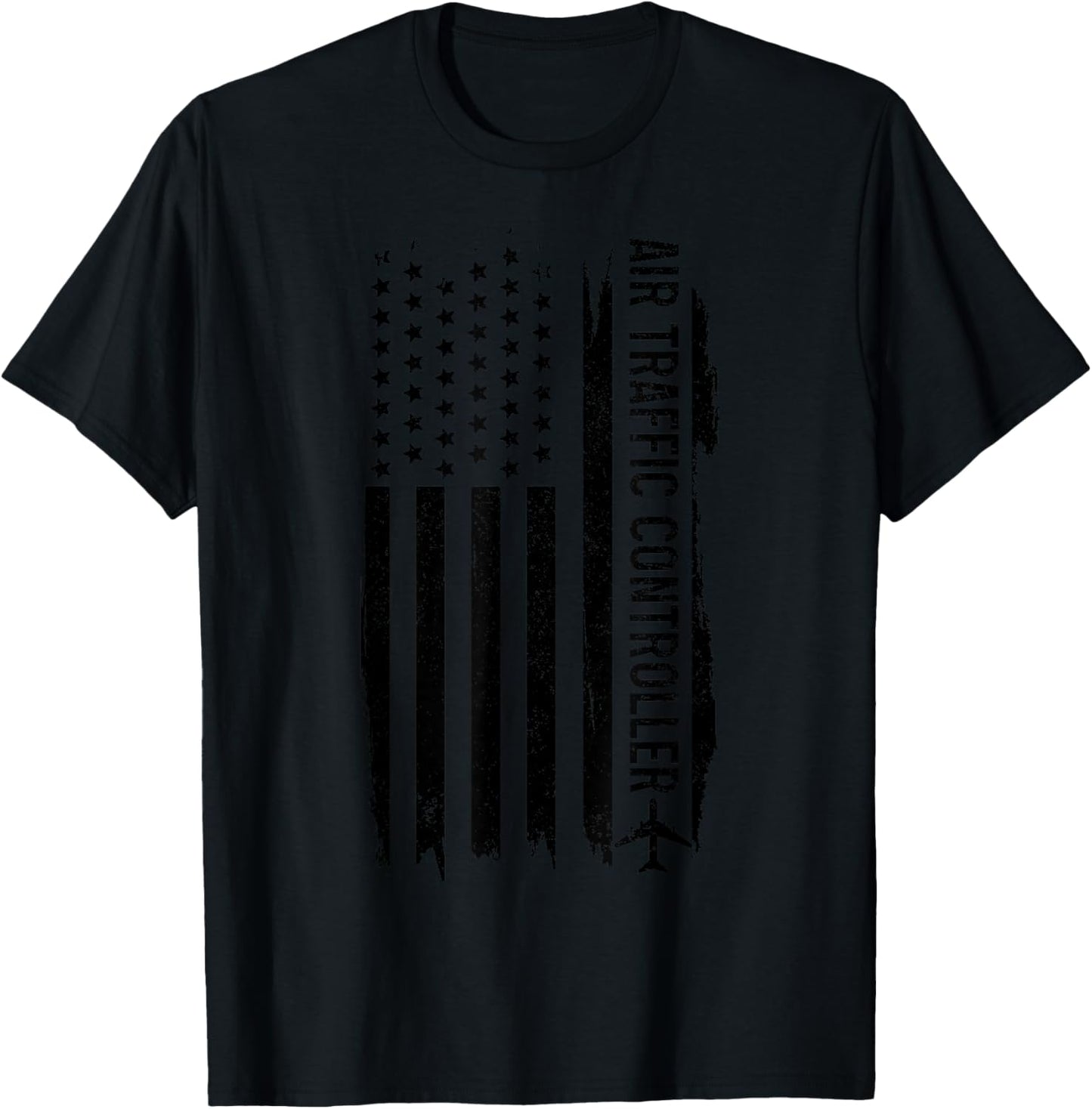 Air Traffic Controller American Flag Patriotic ATC T-Shirt - T-Shirt | Black
