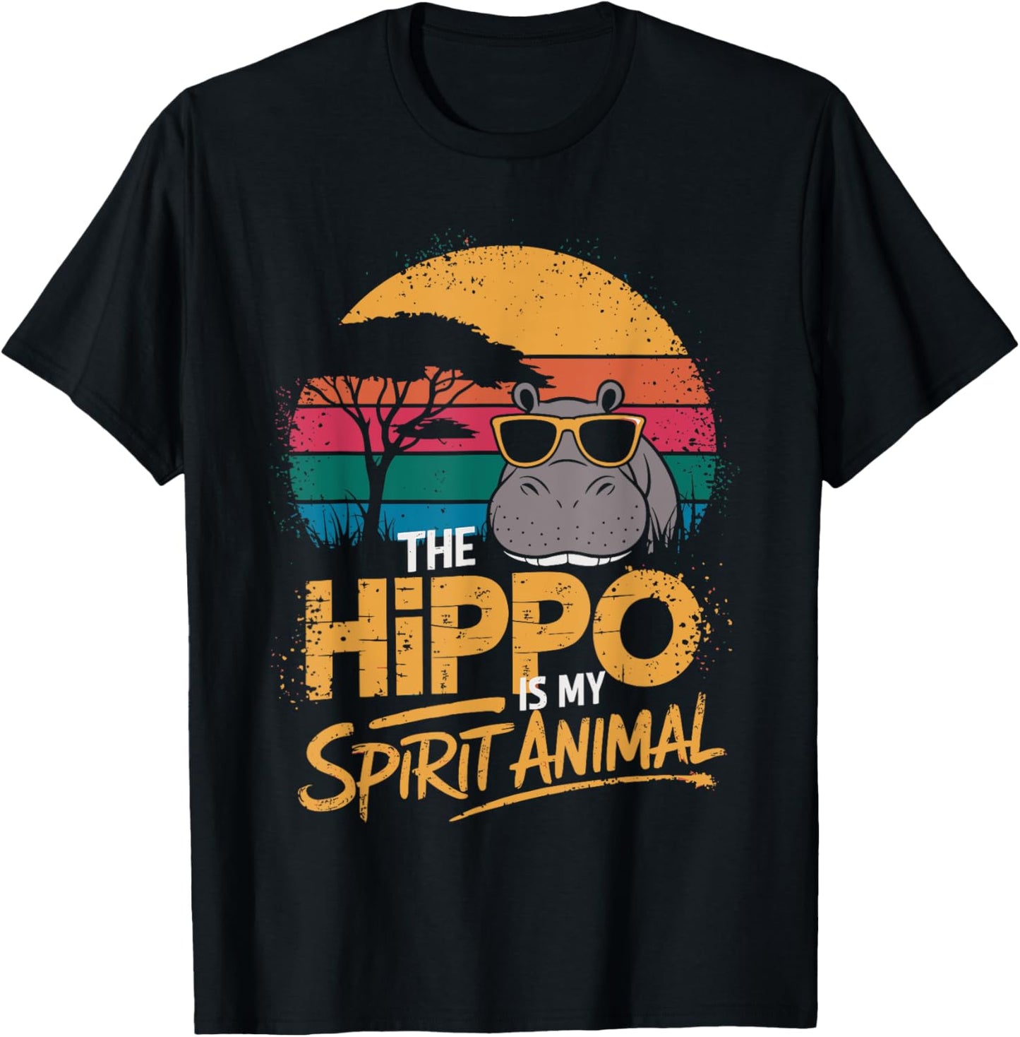 The Hippo Is My Spirit Animal Funny Hippo T-Shirt - T-Shirt | Black