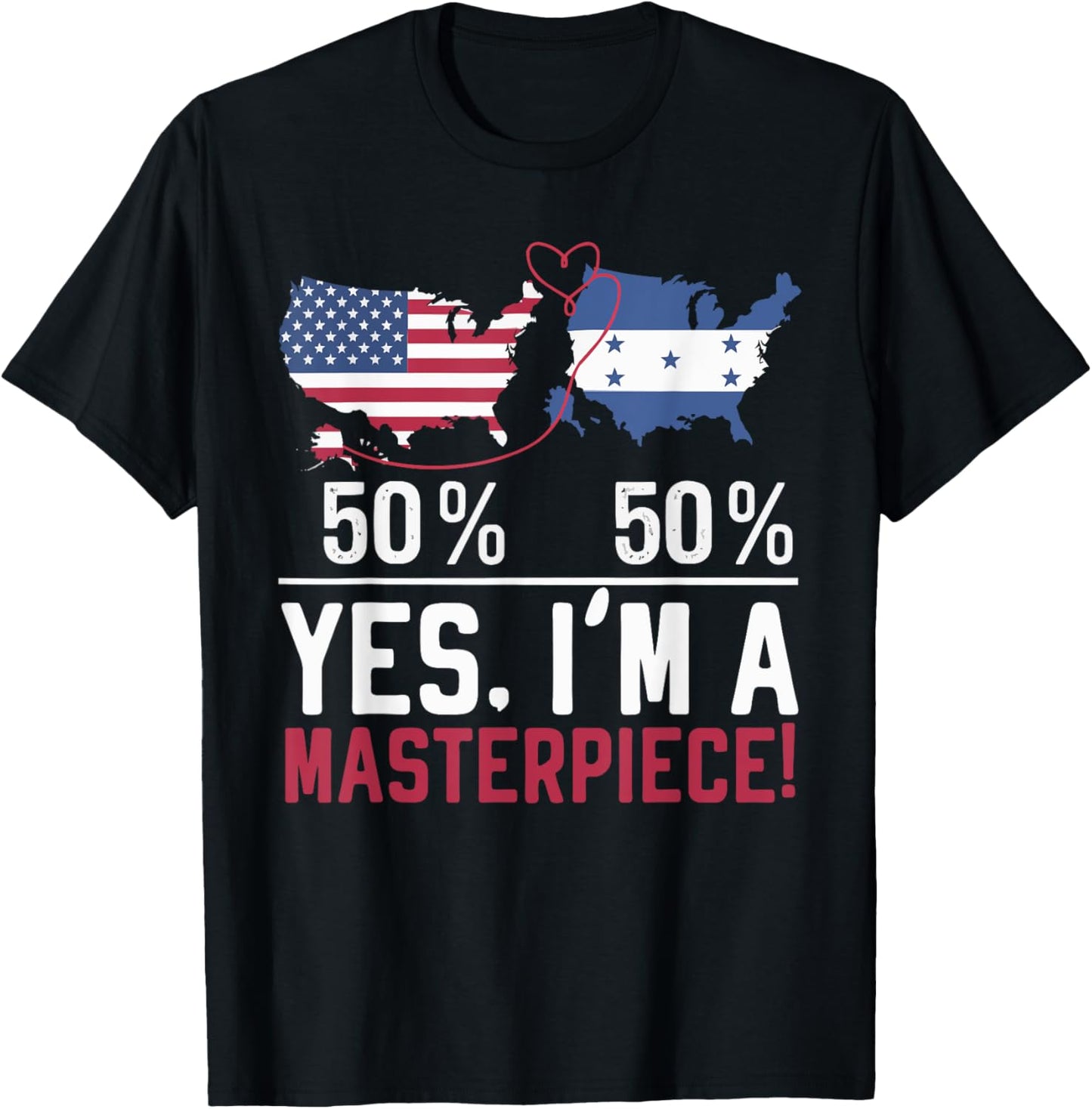 Half American Half Honduran USA Flag Honduras America T-Shirt - T-Shirt | Black