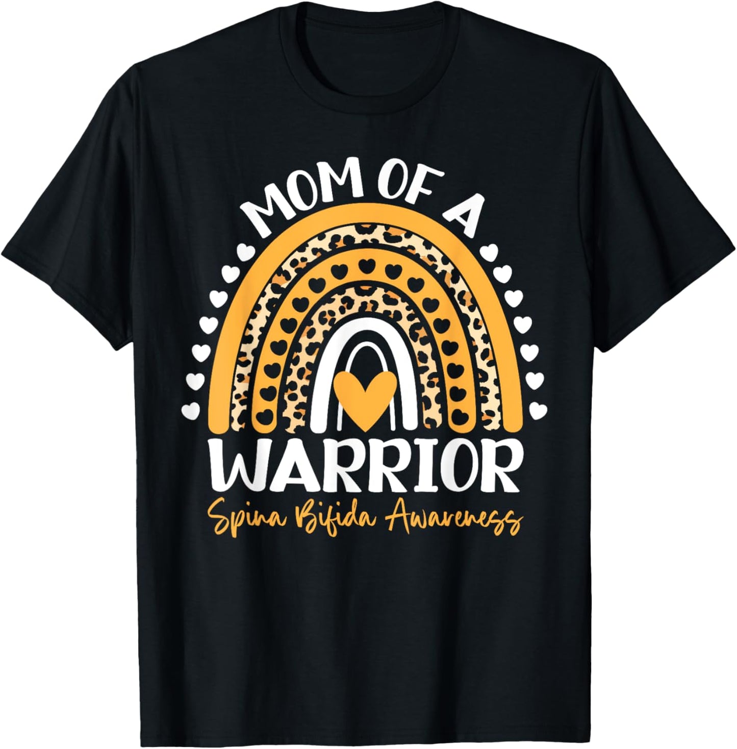 Mom Of a Warrior Yellow Support Spina Bifida Awareness Month T-Shirt - T-Shirt | Black