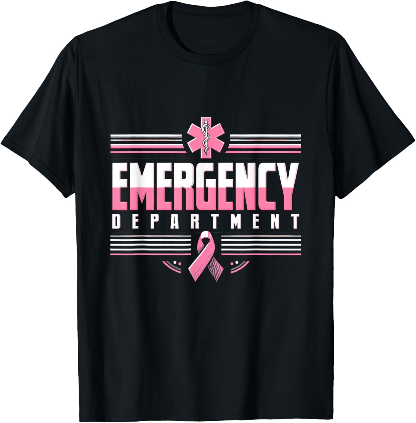 Emergency Department Emergency Room Nurse Breast Cancer T-Shirt - T-Shirt | Black