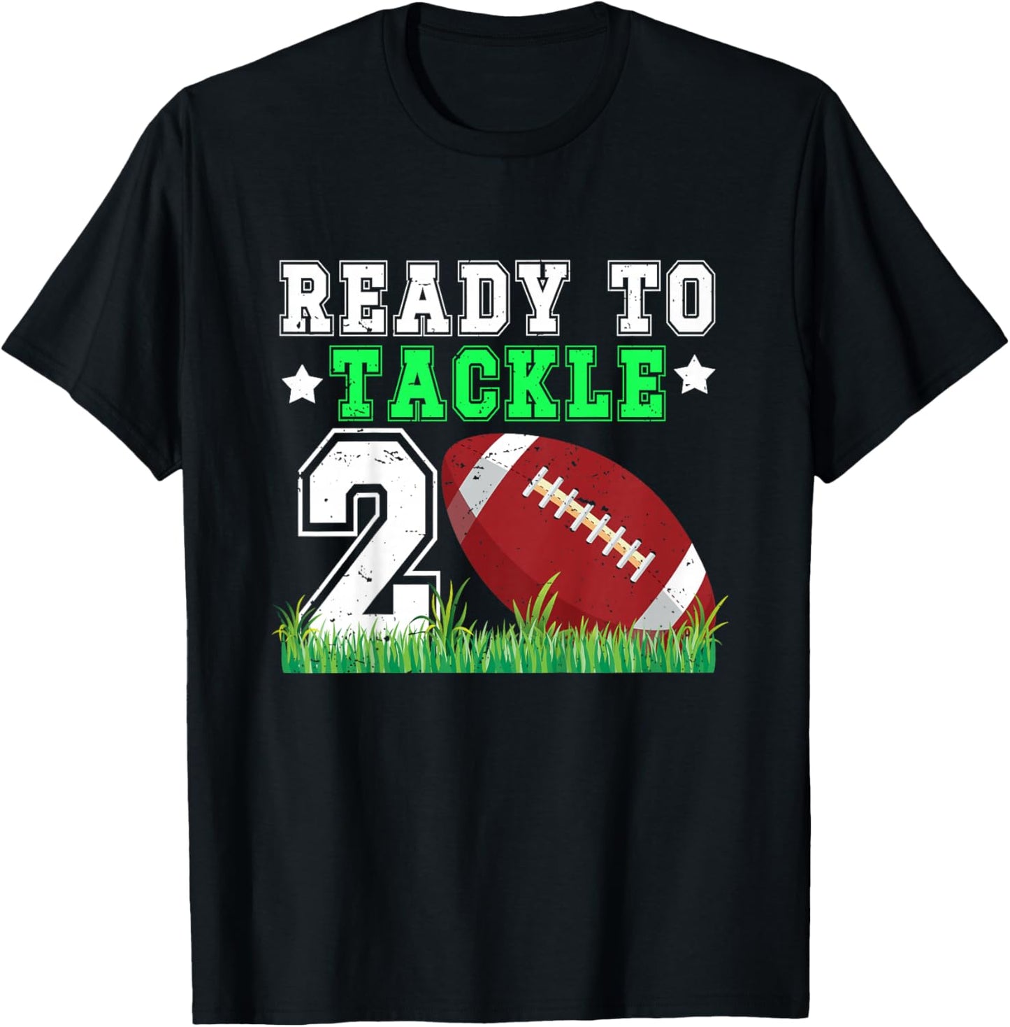 Kids 2nd Birthday Football Boy Two Year Old Football Player T-Shirt - T-Shirt | Black