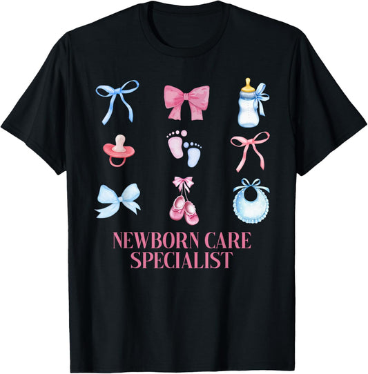 Coquette NCS Newborn Care Specialist Mother Baby Nurse T-Shirt - T-Shirt | Black