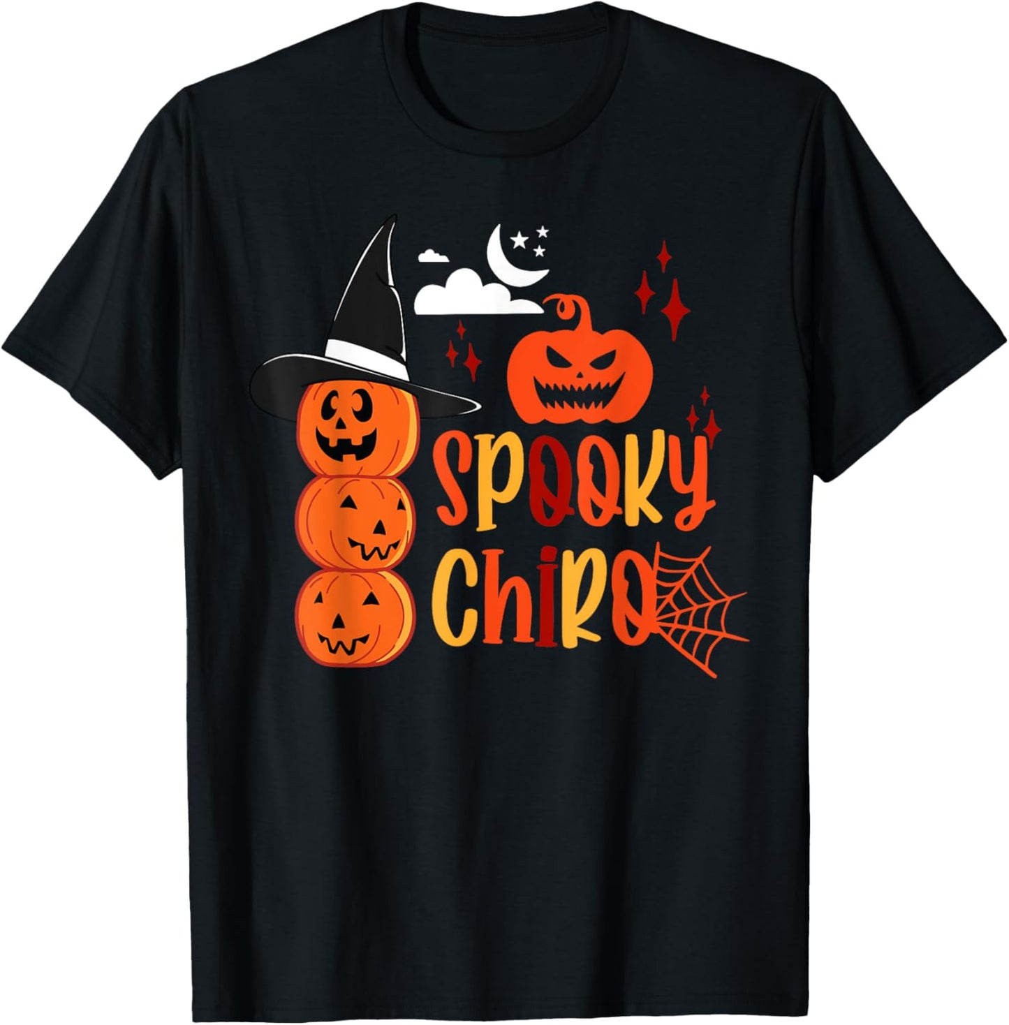 Spooky Chiro Pumpkin Witch Chiropractic Halloween Costume T-Shirt - T-Shirt | Black