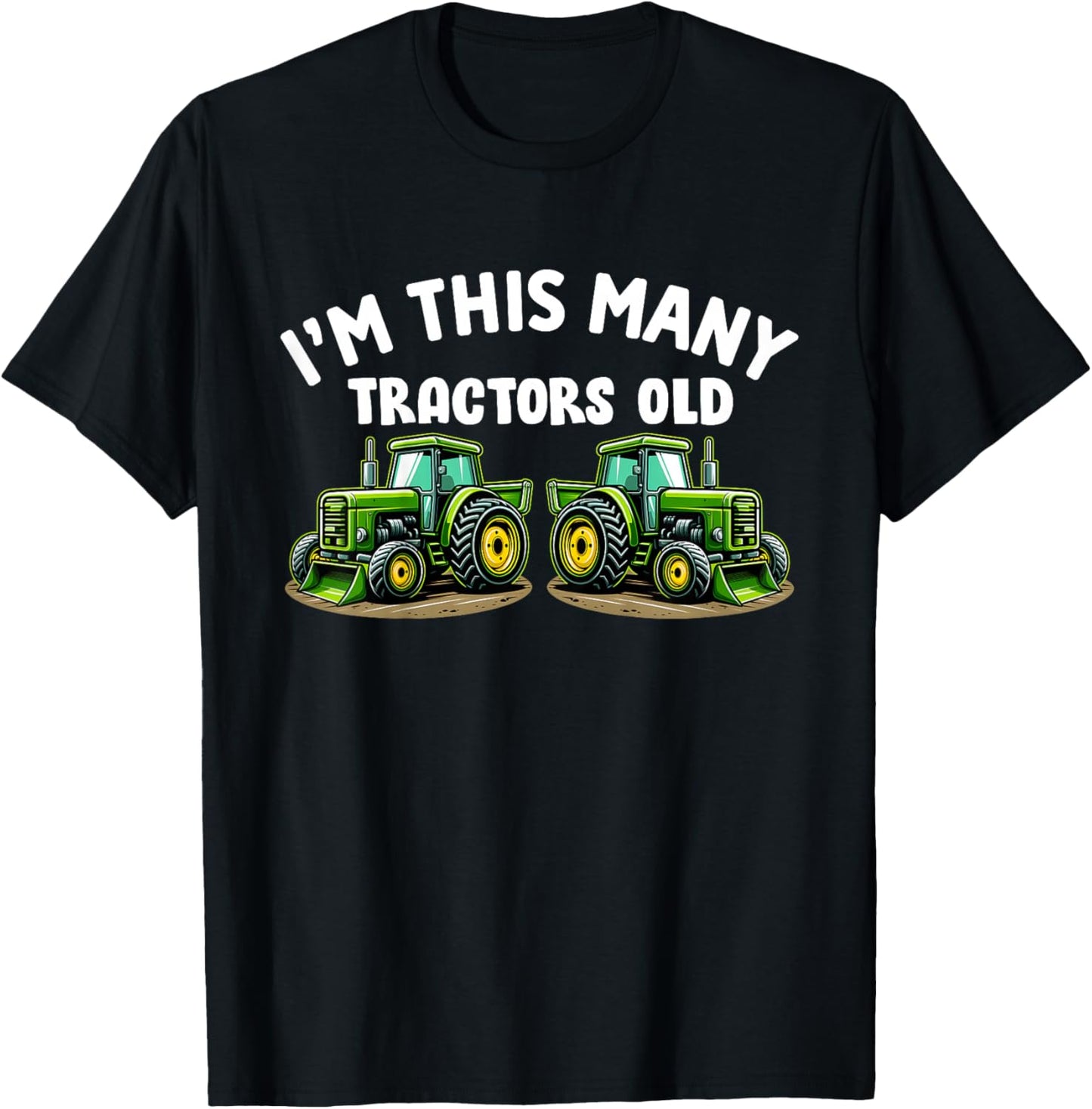 Kids I'm this many Tractors Old Boy 2nd Birthday 2 Years Old T-Shirt - T-Shirt | Black