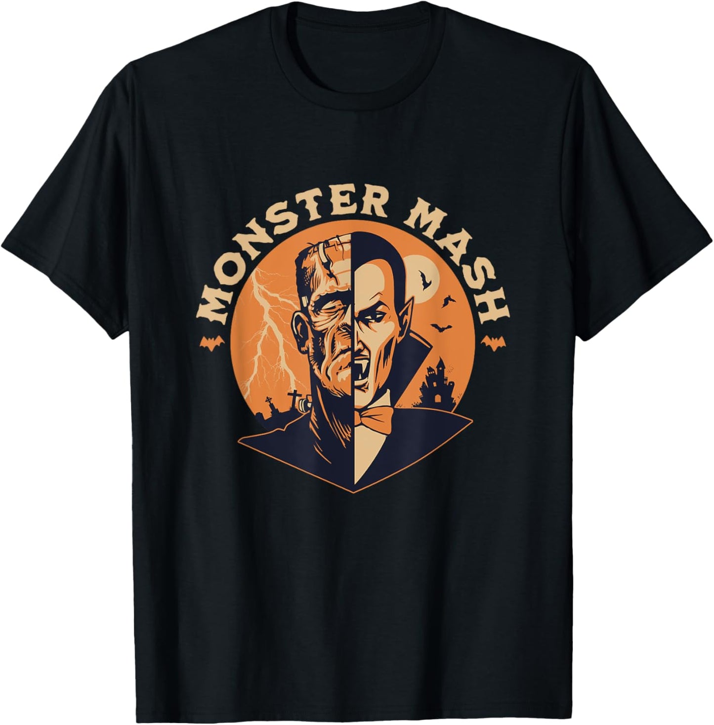 Monster Mash Frankenstein Dracula Halloween T-Shirt - T-Shirt | Black