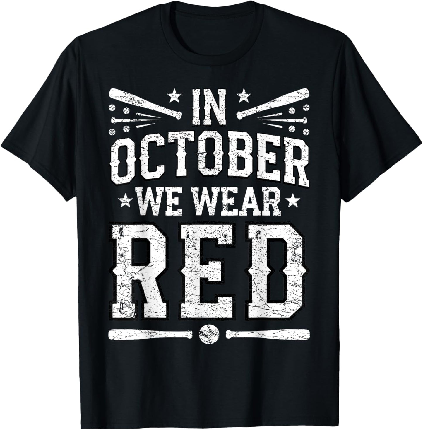 Vintage In October We Wear Red T-Shirt - T-Shirt | Black