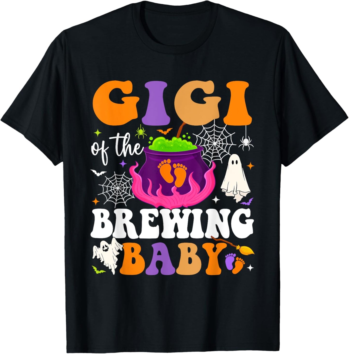 Gigi of the Brewing Baby Halloween Theme Baby Shower Spooky T-Shirt - T-Shirt | Black