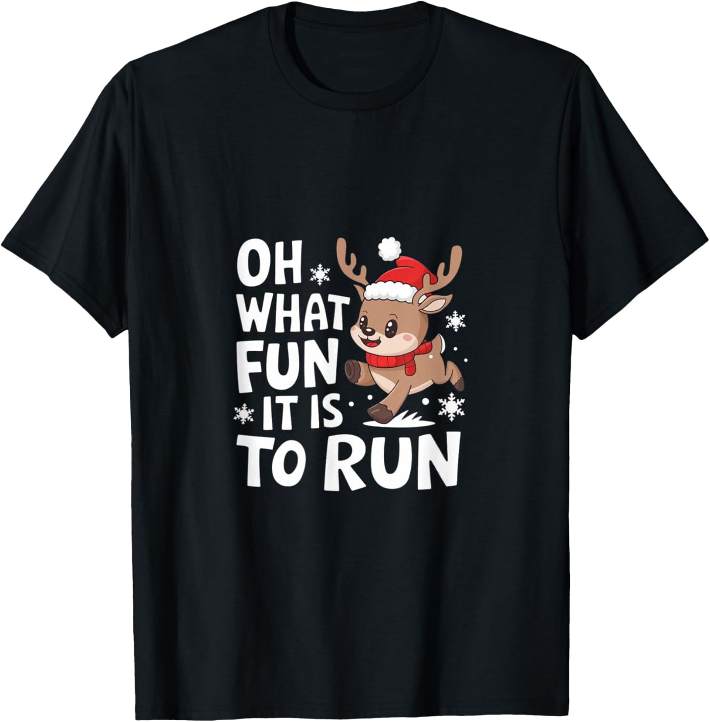 Oh What Fun It Is To Run Christmas Running T Shirt T-Shirt - T-Shirt | Black