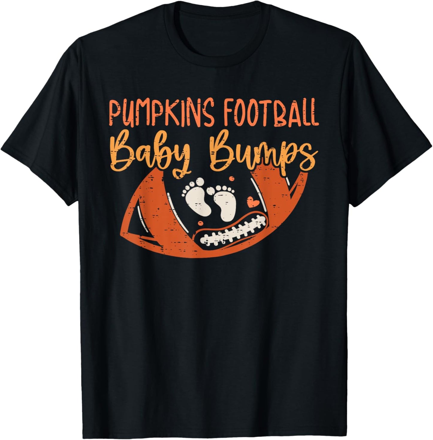 Pumpkins Football Baby Bumps Pregnancy Announcement Autumn T-Shirt - T-Shirt | Black