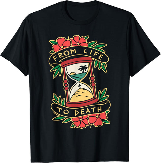 From Life to Death Symbolic Hourglass T-Shirt - T-Shirt | Black