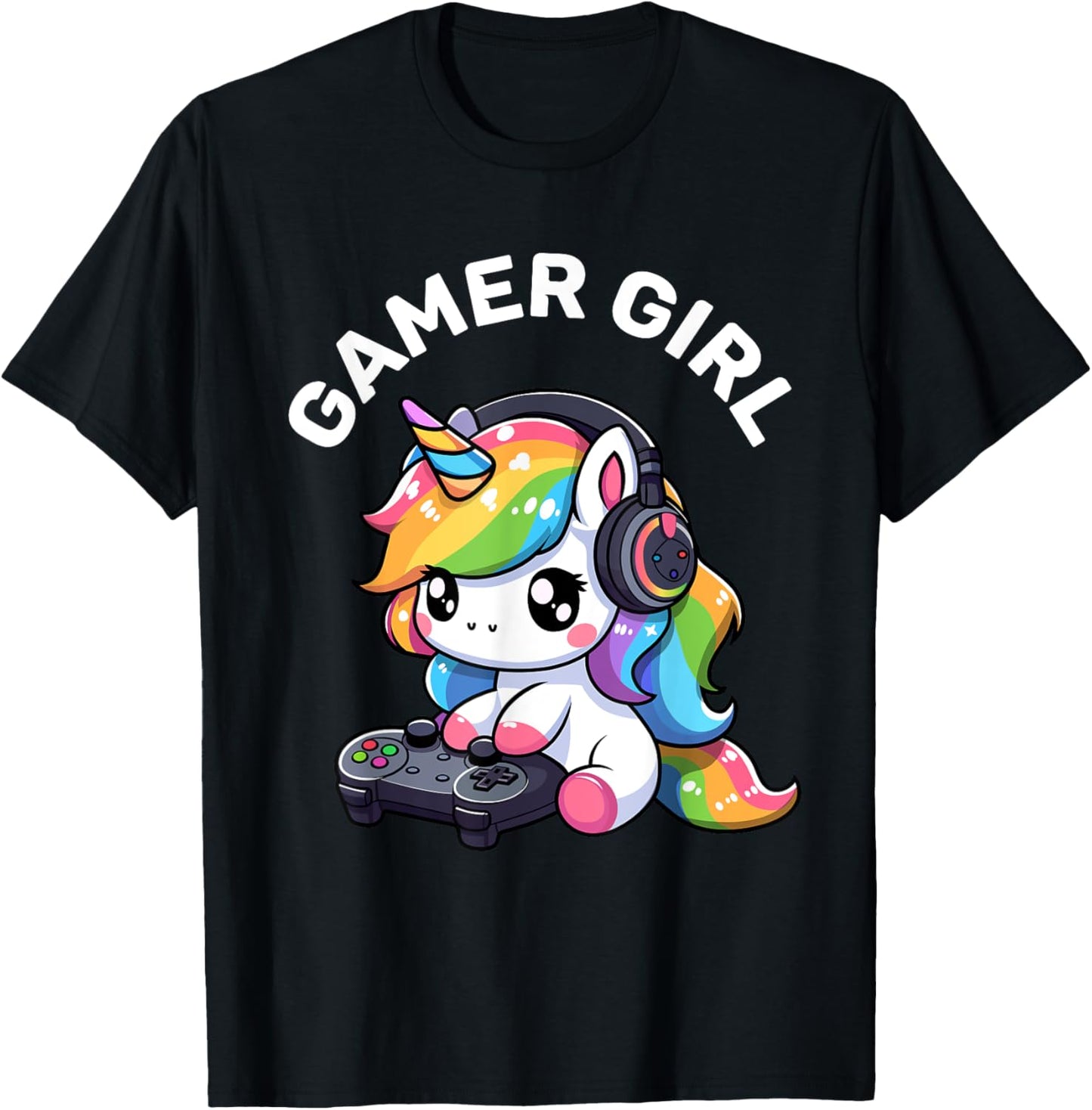 Gamer Girl Unicorn Gaming Cute Video Game Women Girls T-Shirt - T-Shirt | Black