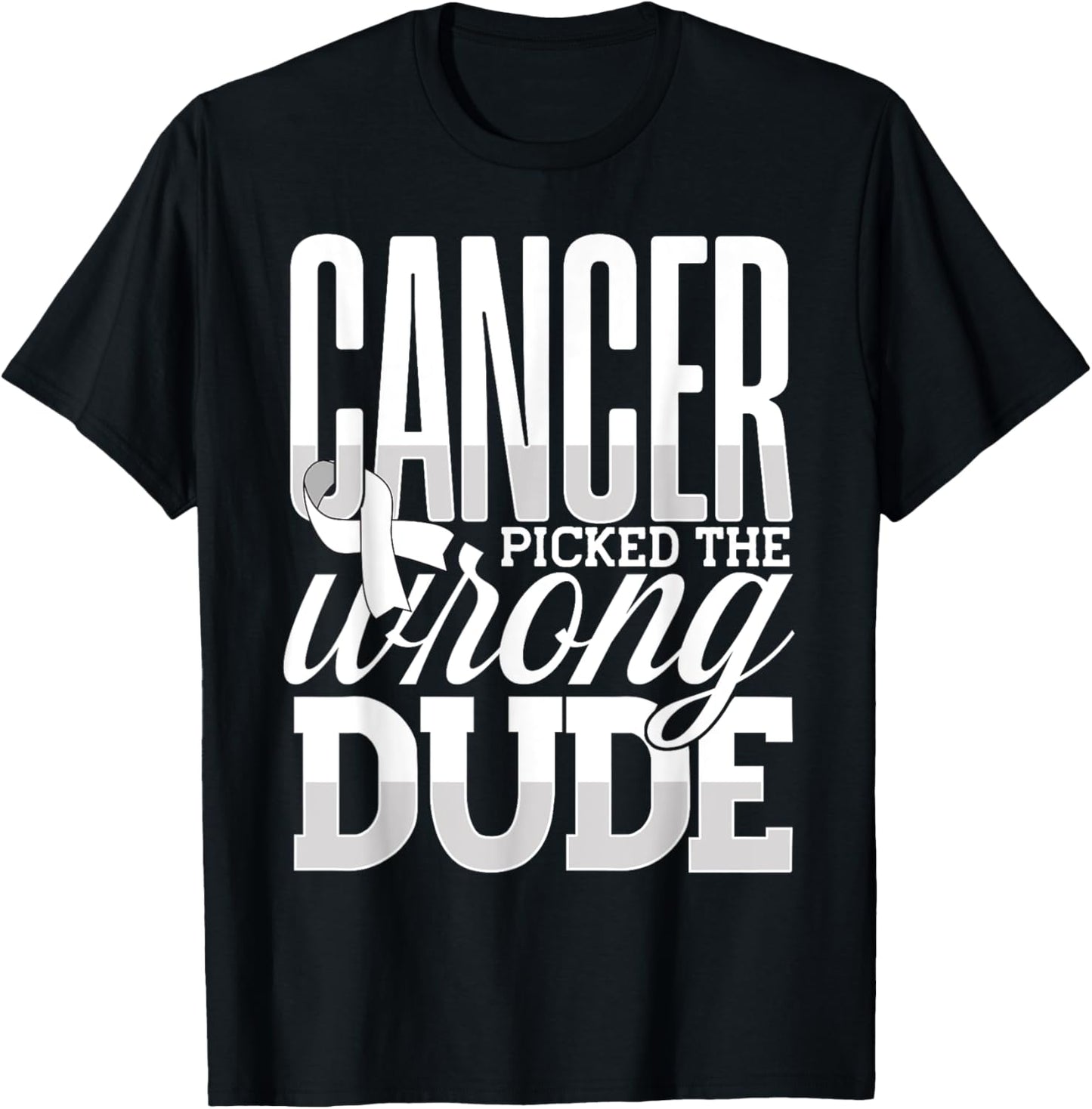 Lung Cancer Awareness Support, Cancer Picked The Wrong Dude T-Shirt - T-Shirt | Black