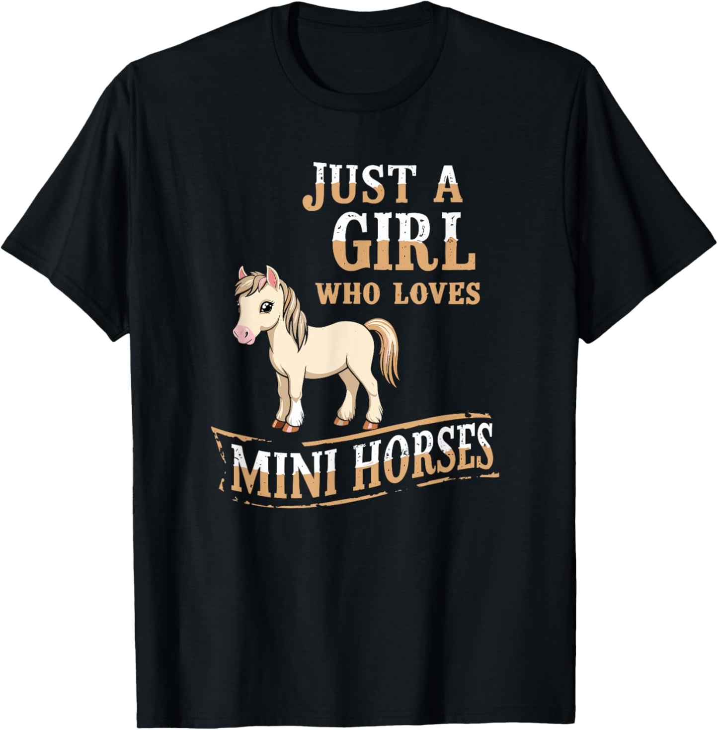 Just a Girl Who Loves Mini Horses, Cute Miniature Horse T-Shirt - T-Shirt | Black