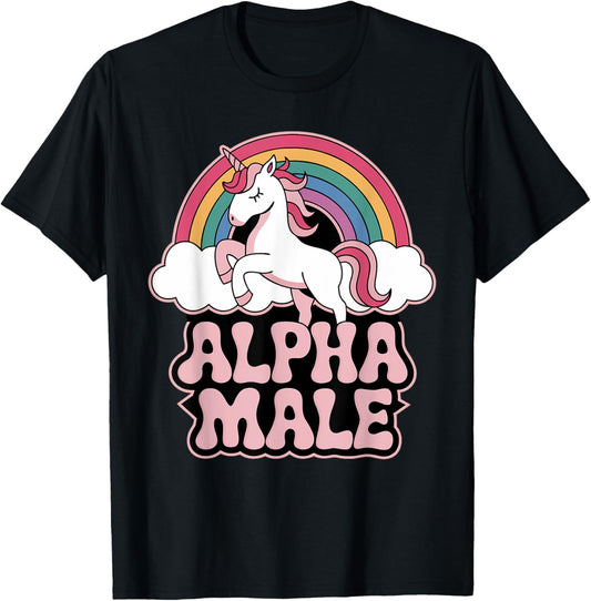 Alpha Male Unicorn Funny Sarcastic Ironic Memes Weird Humor T-Shirt - T-Shirt | Black