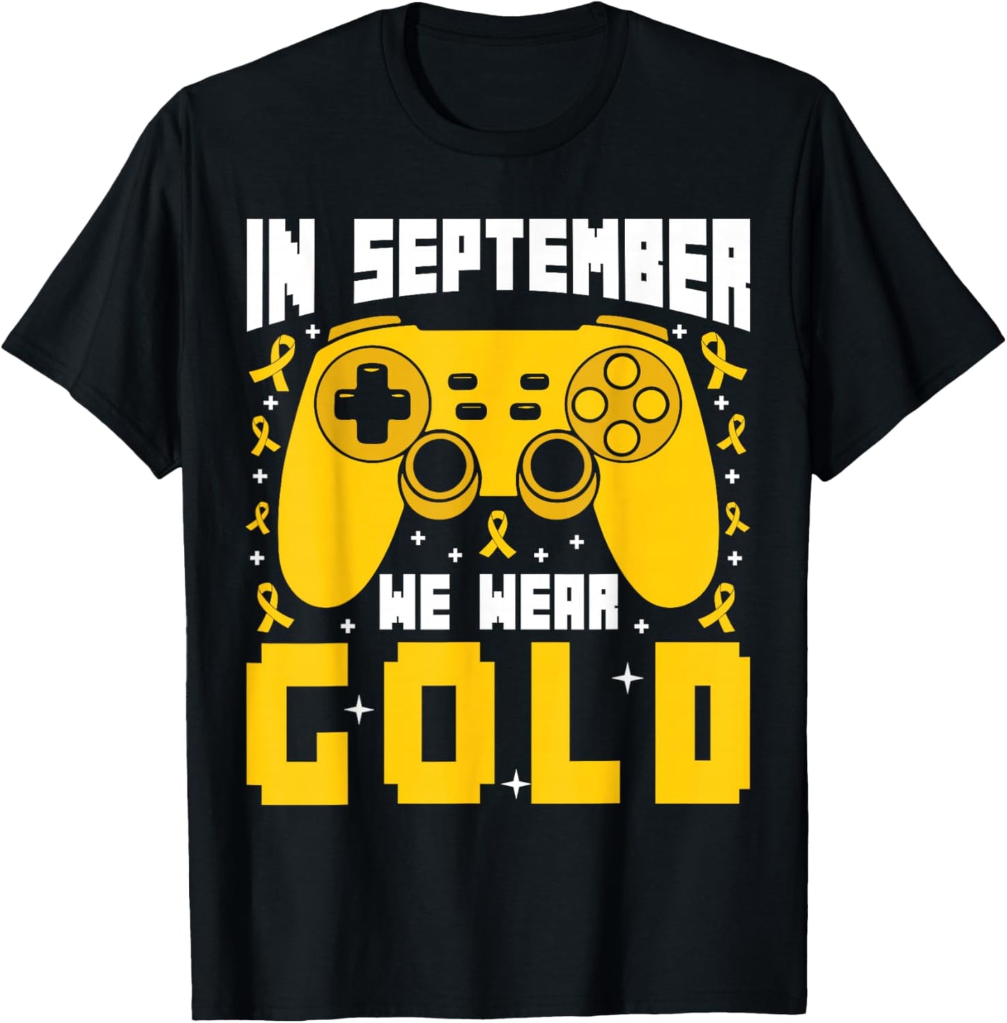 In September We Wear Gold Gaming Childhood Cancer Boys Kids T-Shirt - T-Shirt | Black