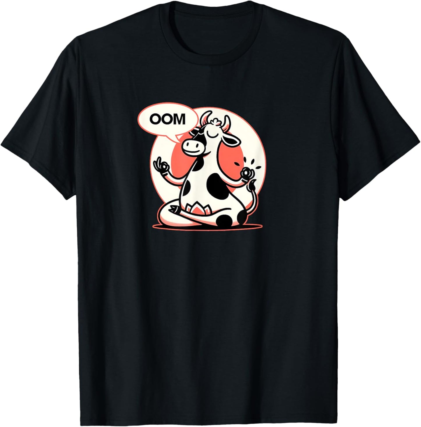Funny Cow Namaste Yoga Lotus Position Yoga Cow T-Shirt - T-Shirt | Black