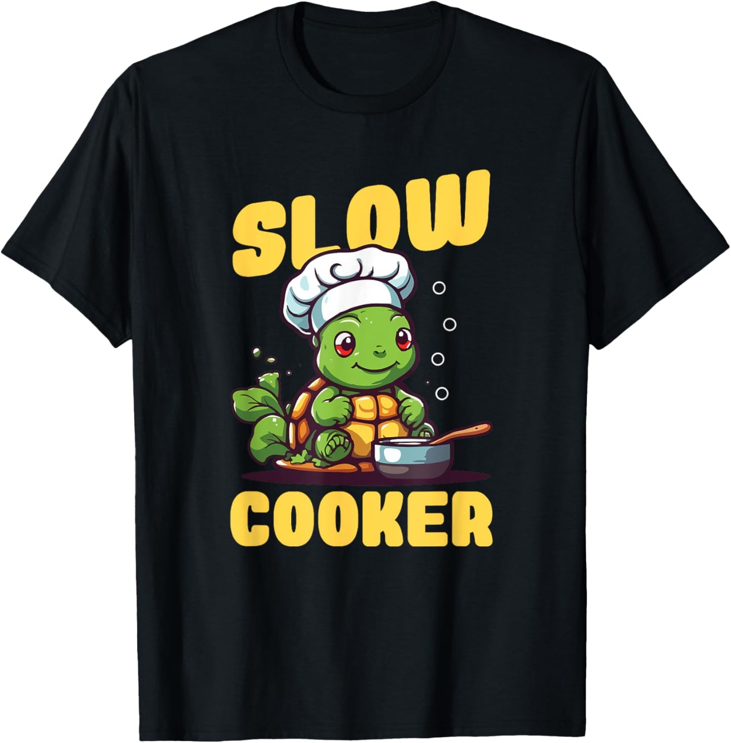 Funny Turtle Slow Cooker Chef Tortoise Cooking T-Shirt - T-Shirt | Black
