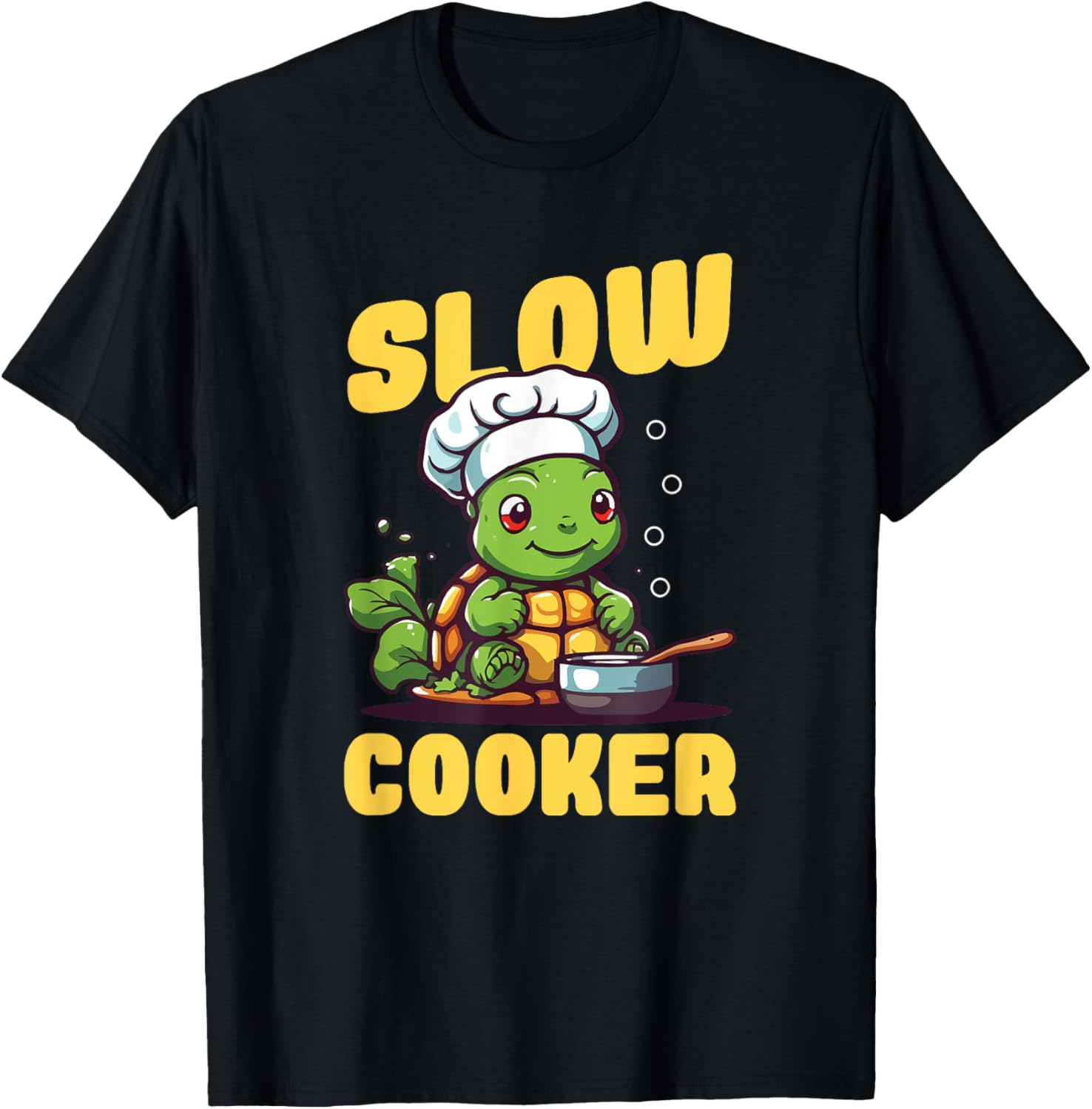 Funny Turtle Slow Cooker Chef Tortoise Cooking T-Shirt - T-Shirt | Black