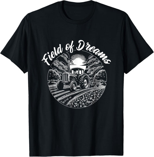 Dream Farm Farming Gift -Adult Black Small Short Sleeve Classic Fit Field Of Dreams Farmer Tractor Enthusiast T-Shirt - T-Shirt | Black