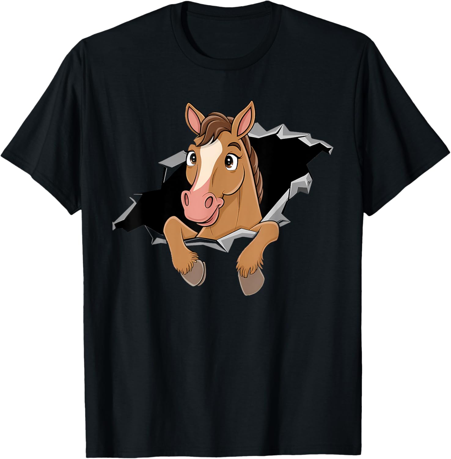 Horse Riding Lover Gift Co. Funny Horse Riding - -Adults/Kids, Black, Small, Short Sleeve, Classic Fit, Cotton Blend, U-Neck, , Cartoon, Birthday T-Shirt - T-Shirt | Black