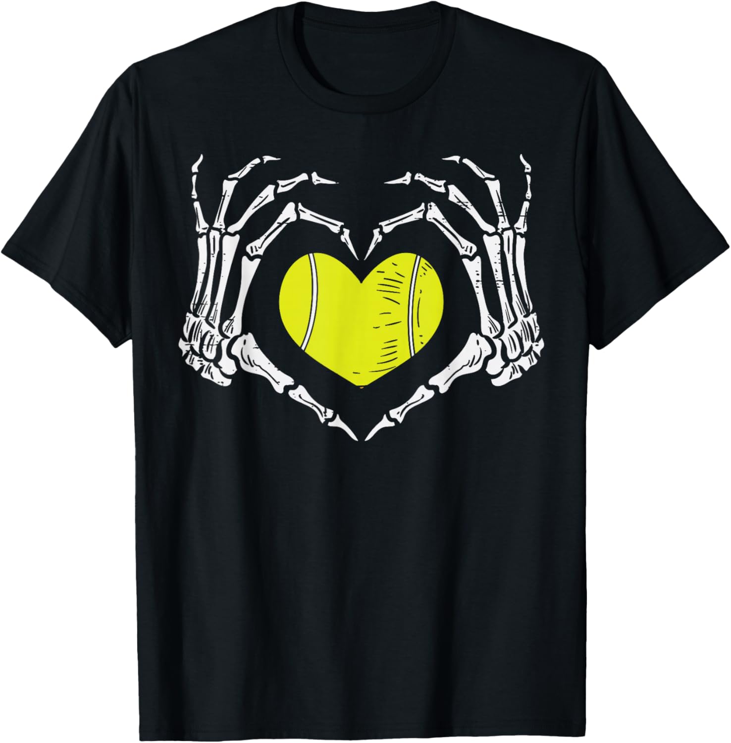 Halloween Tennis Heart Skeleton Hand Costume Men Boys Kids T-Shirt - T-Shirt | Black
