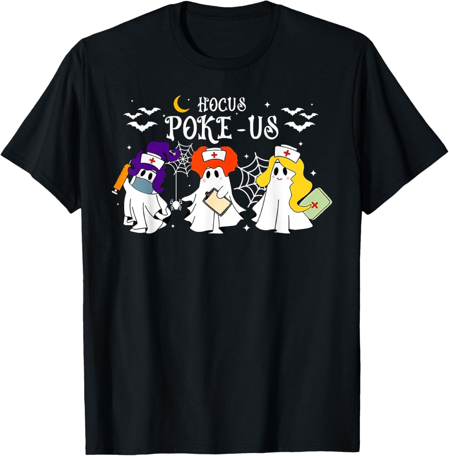 Hocus Poke-us Witch Nurse Halloween Medical Lab Tech Spooky T-Shirt - T-Shirt | Black