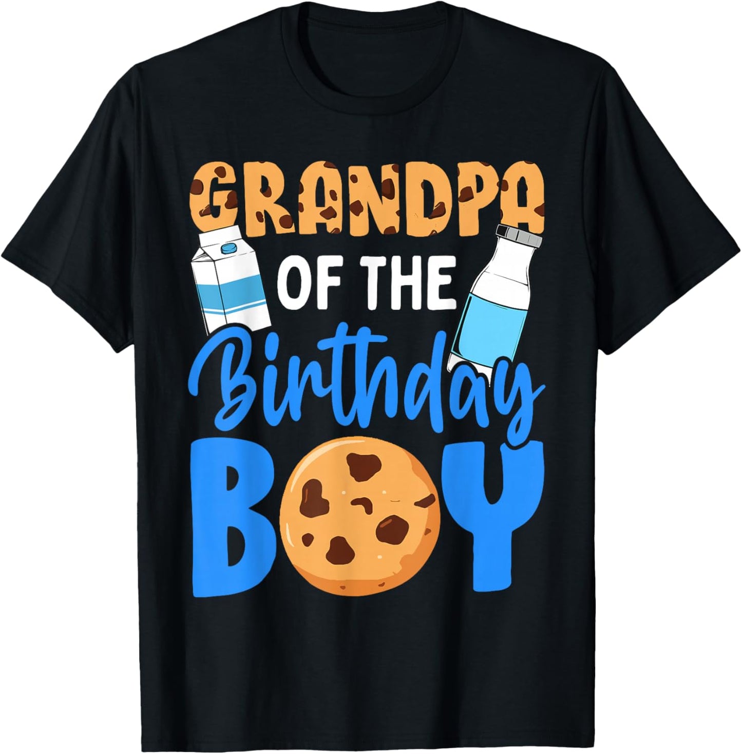Grandpa of the birthday boy Milk and Cookies 1st birthday T-Shirt - T-Shirt | Black