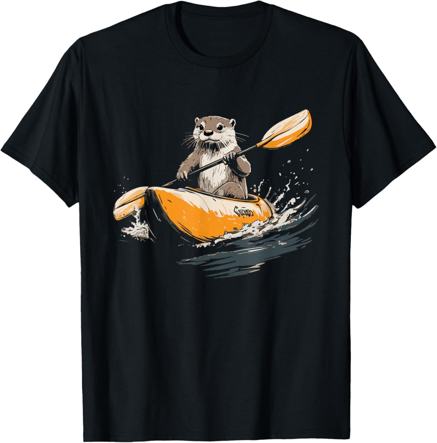 Kayaking River Otter Kayaker Kayak Canoe Paddling T-Shirt - T-Shirt | Black