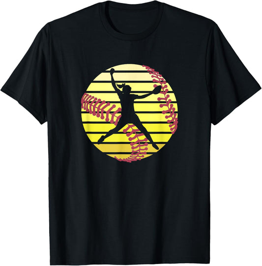 Softball Pitcher Women Girls Fast Pitch Player Graphic T-Shirt - T-Shirt | Black