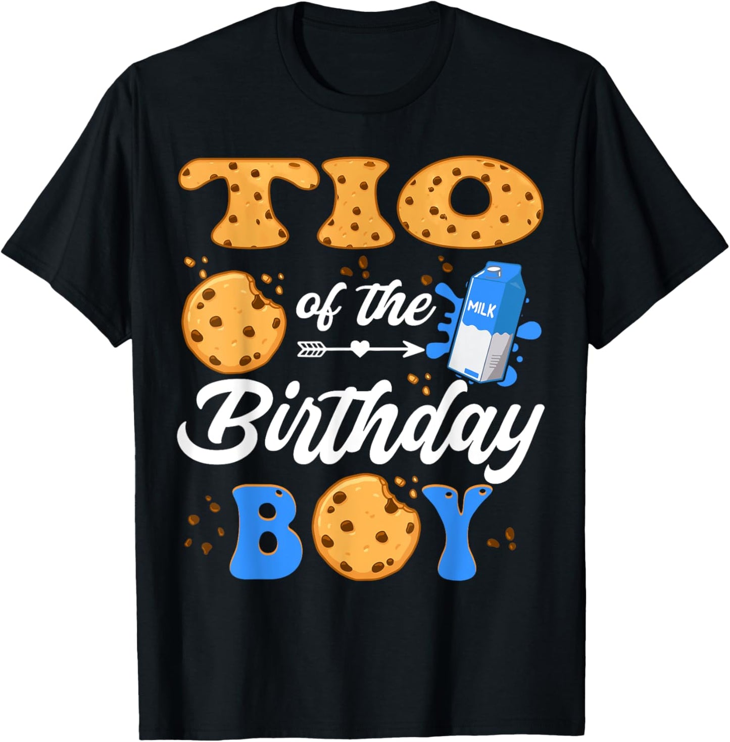 Tio Of The Birthday Boy Milk And Cookies 1St Birthday T-Shirt - T-Shirt | Black