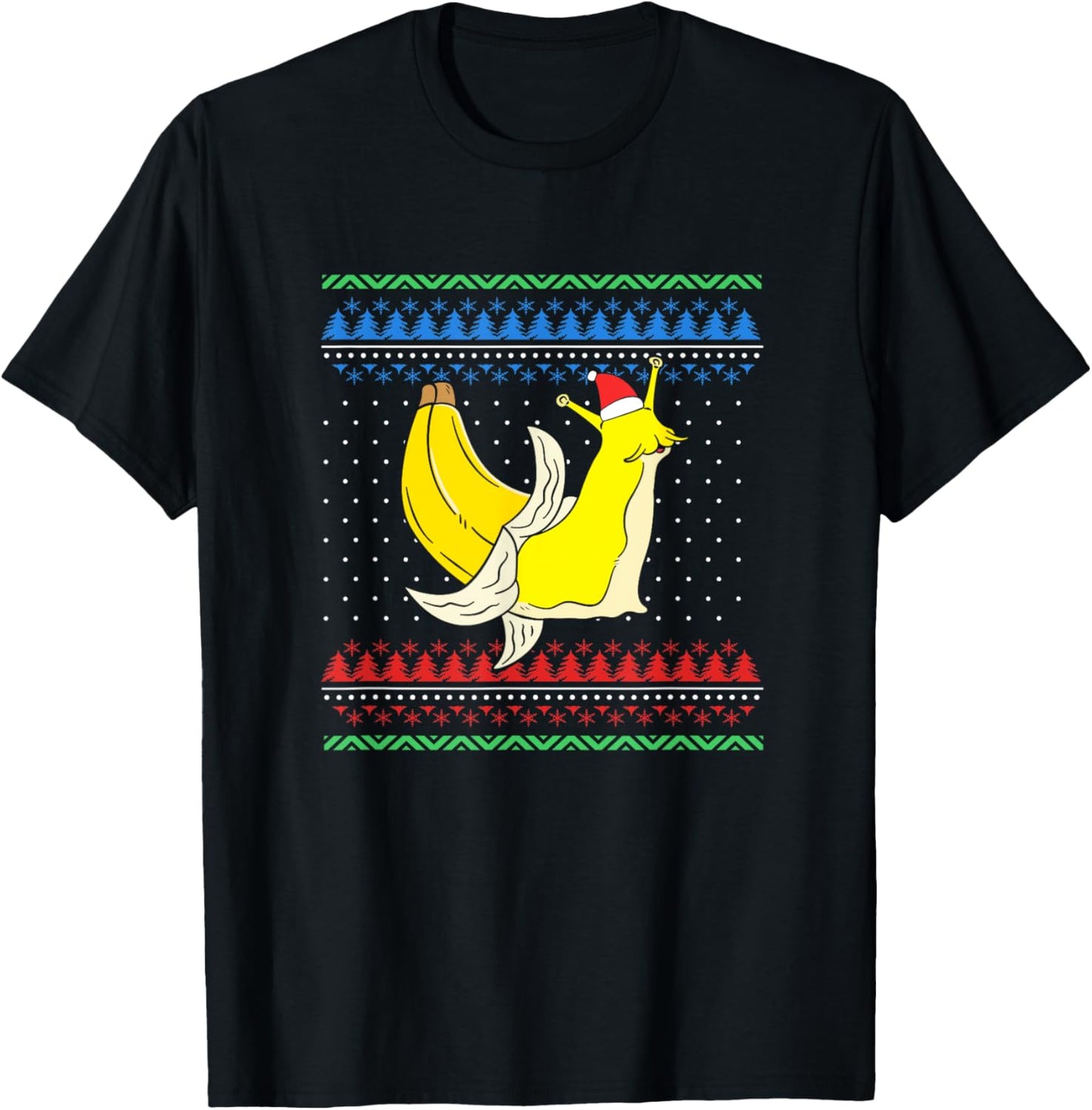 Christmas Banana Slug With Christmas Hat T-Shirt - T-Shirt | Black