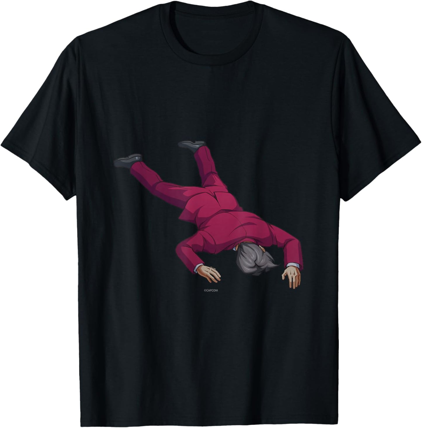 Capcom Ace Attorney Investigations Collection Faceplant Edgeworth - Black, Small T-Shirt - T-Shirt | Black