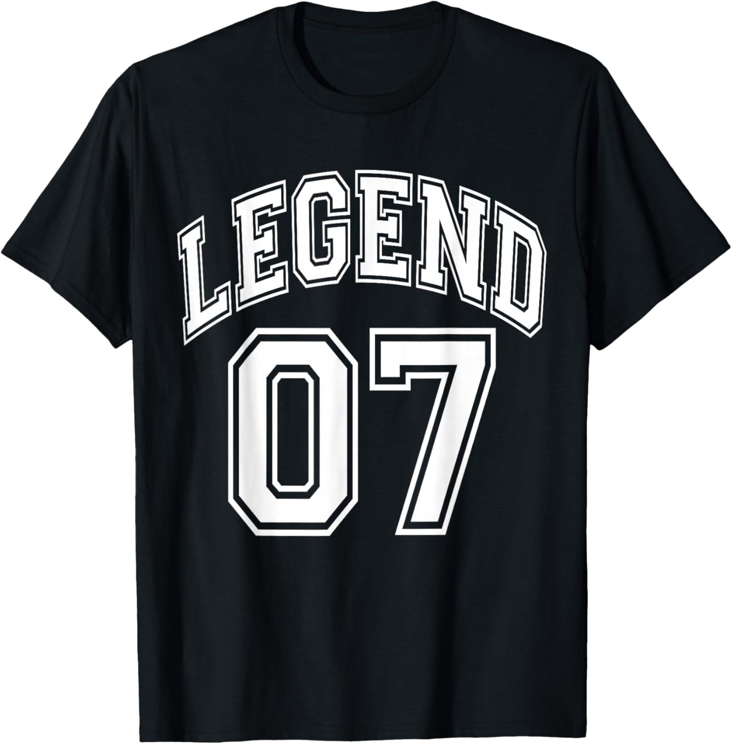 Legend 07 Number Varsity Team - 07th Birthday & 07 Years Old T-Shirt - T-Shirt | Black