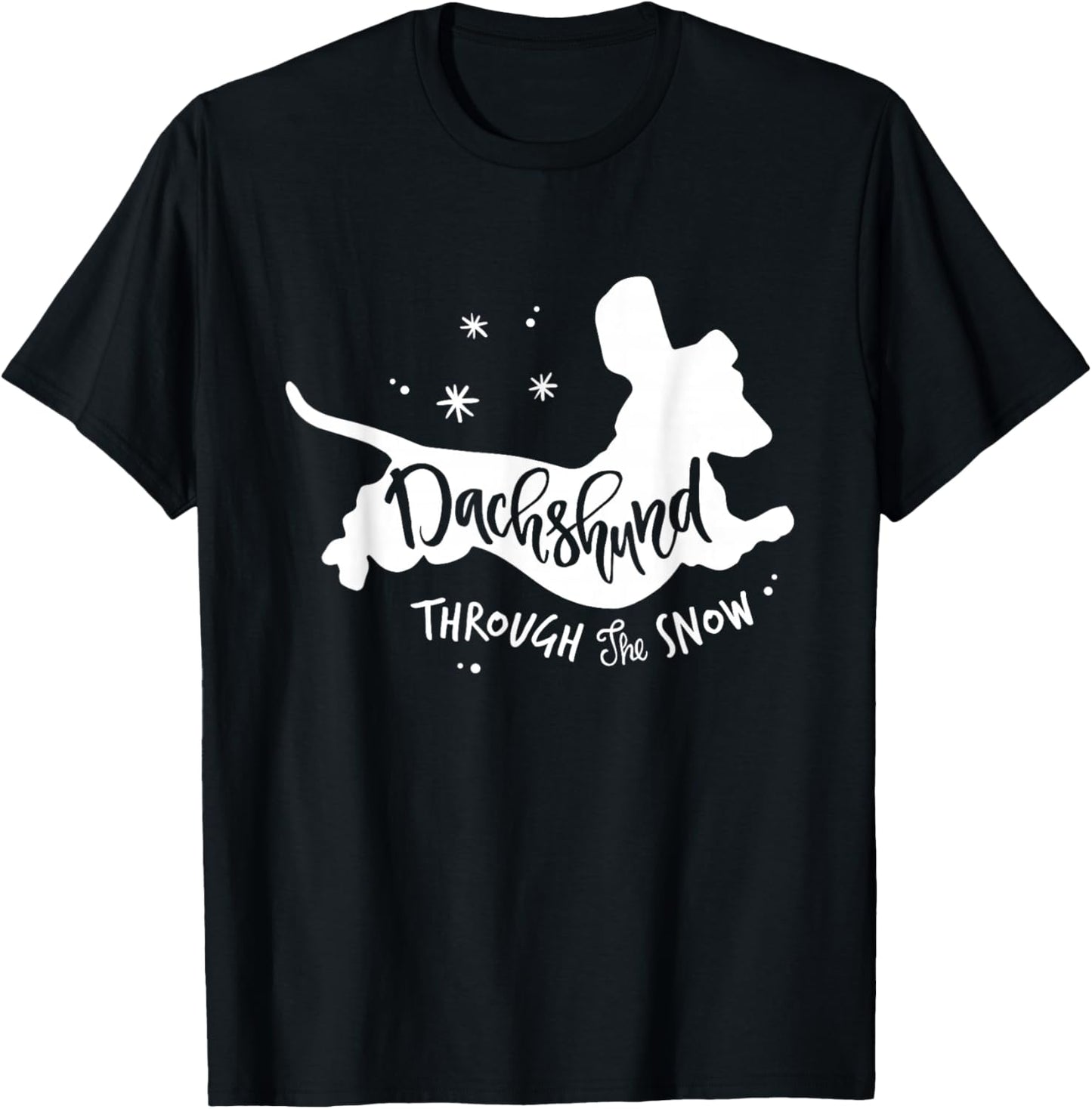 Funny Wiener Dachshund Through the Snow Dog Lovers Christmas T-Shirt - T-Shirt | Black