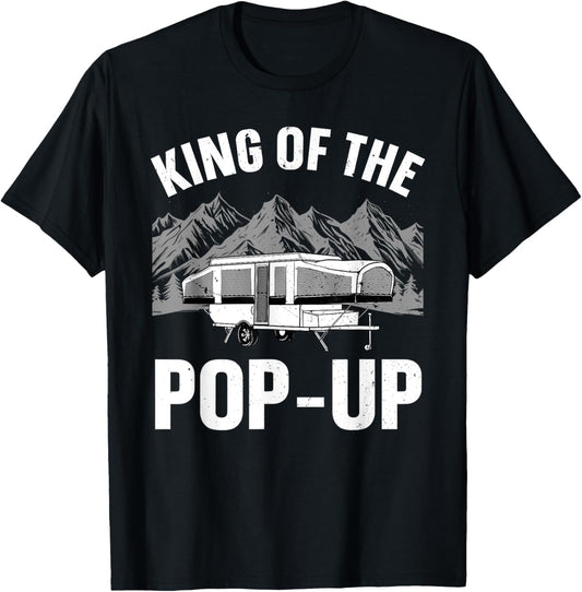 Funny Pop Up Camper Art Dad Pop Up Trailer Camping T-Shirt - T-Shirt | Black