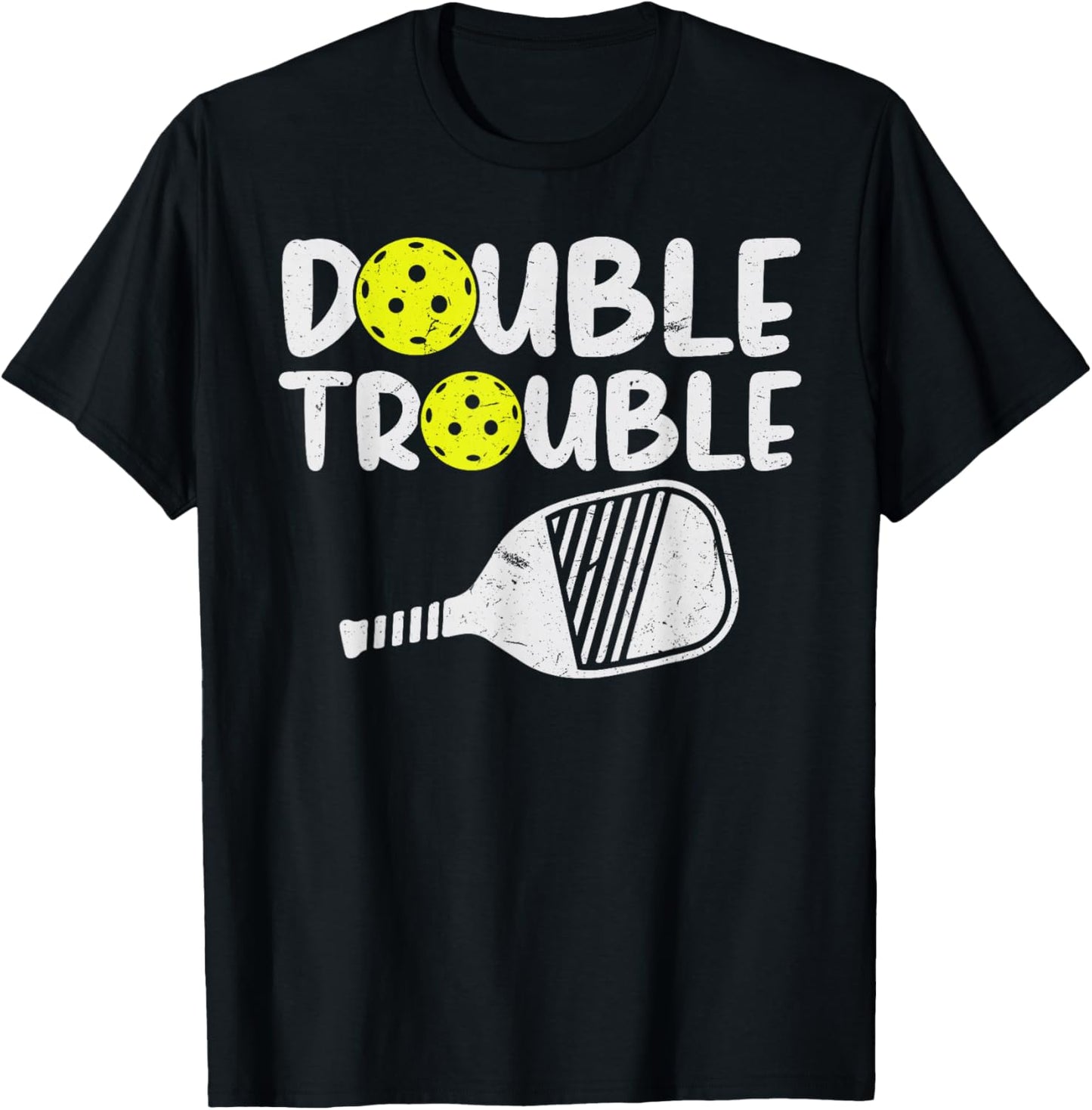 Double Pickleball Trouble Pickleball Men Women Pickleball T-Shirt - T-Shirt | Black