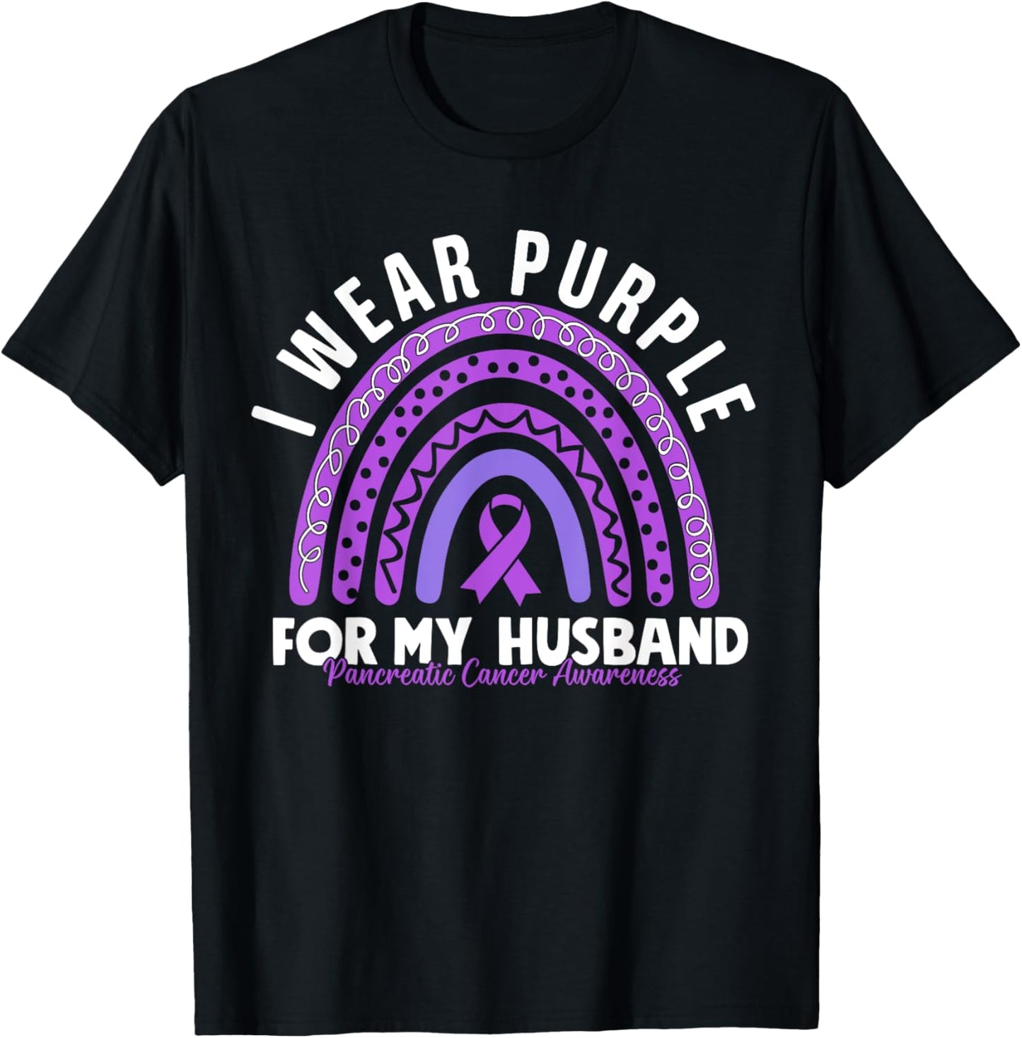 Pancreatic Cancer Awareness I Wear Purple For My Husband T-Shirt - T-Shirt | Black